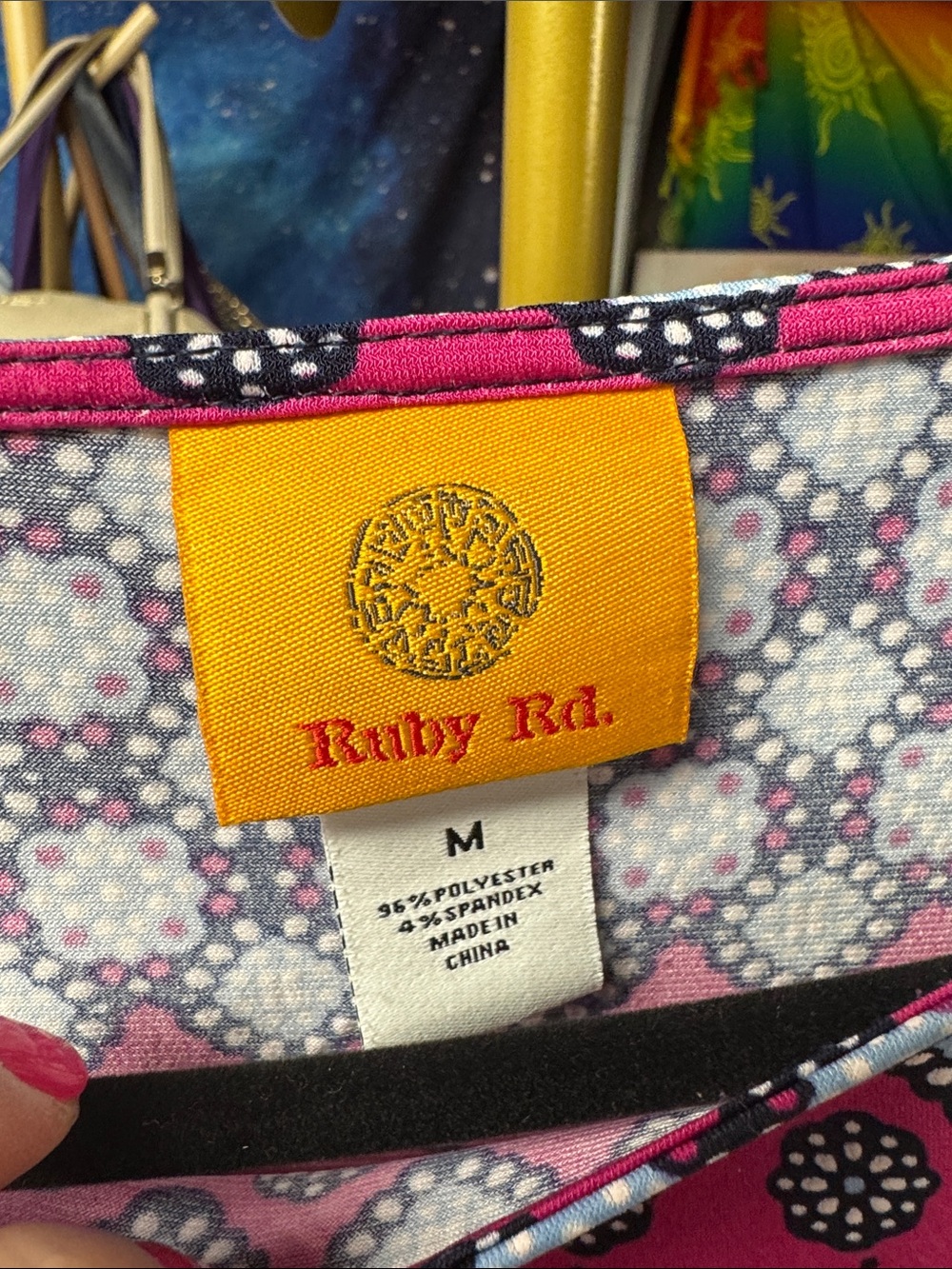 Ruby Rd. Pink Navy Geometric Print Tunic - Picture 2 of 3